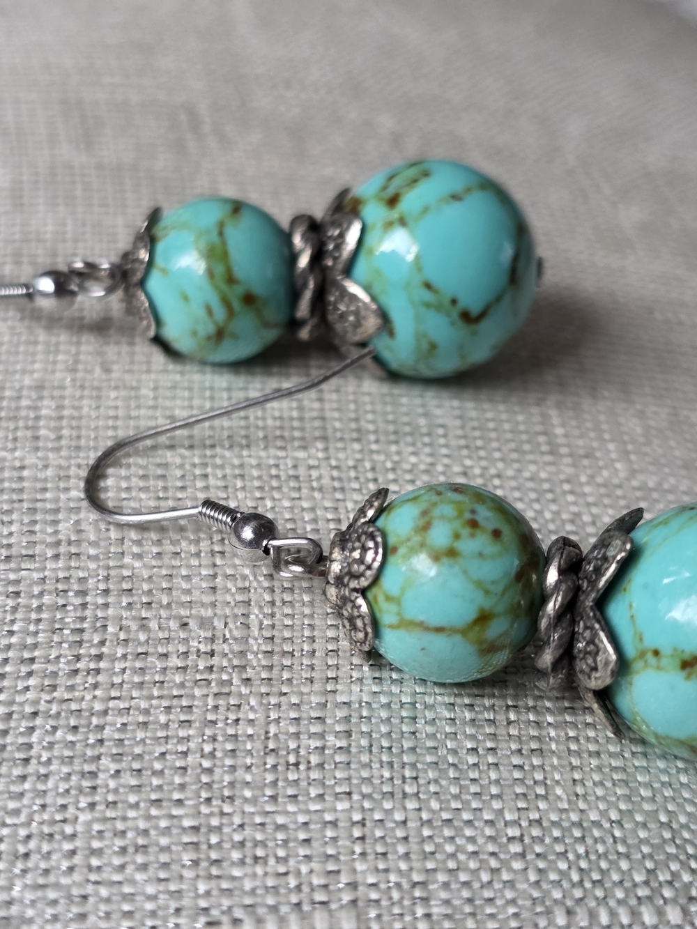Turquoise Bead Drop Earrings - Women Jewelry - Picture 3 of 6
